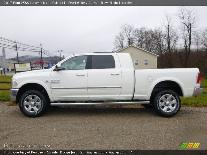 Pearl White / Canyon Brown/Light Frost Beige 2017 Ram 2500 Laramie Mega Cab 4x4