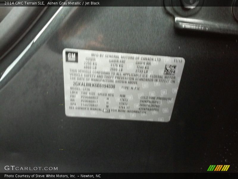 Ashen Gray Metallic / Jet Black 2014 GMC Terrain SLE