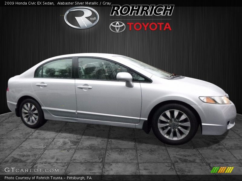 Alabaster Silver Metallic / Gray 2009 Honda Civic EX Sedan