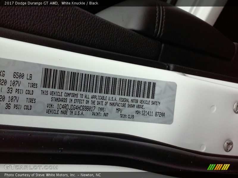 White Knuckle / Black 2017 Dodge Durango GT AWD