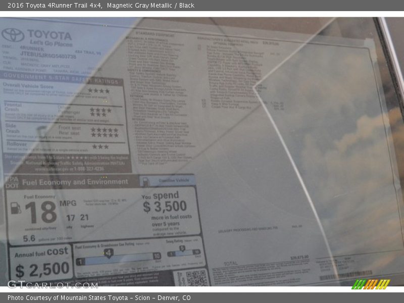 Magnetic Gray Metallic / Black 2016 Toyota 4Runner Trail 4x4