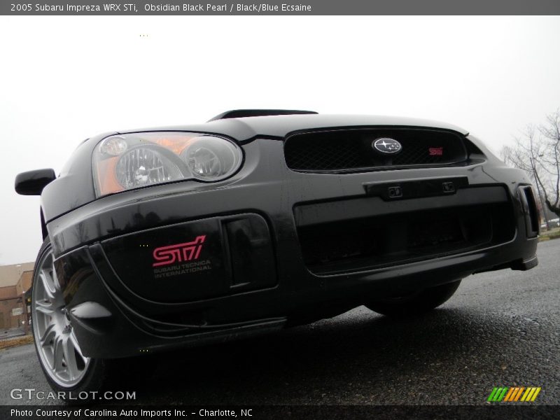 Obsidian Black Pearl / Black/Blue Ecsaine 2005 Subaru Impreza WRX STi