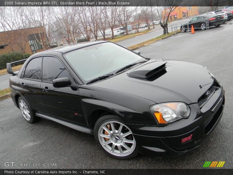 Obsidian Black Pearl / Black/Blue Ecsaine 2005 Subaru Impreza WRX STi