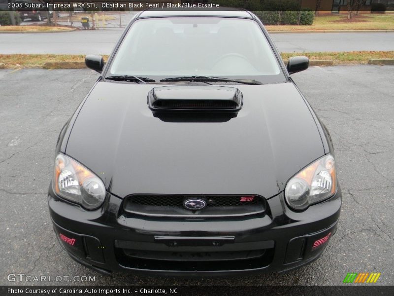 Obsidian Black Pearl / Black/Blue Ecsaine 2005 Subaru Impreza WRX STi