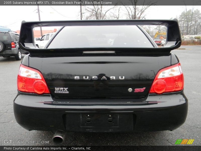 Obsidian Black Pearl / Black/Blue Ecsaine 2005 Subaru Impreza WRX STi