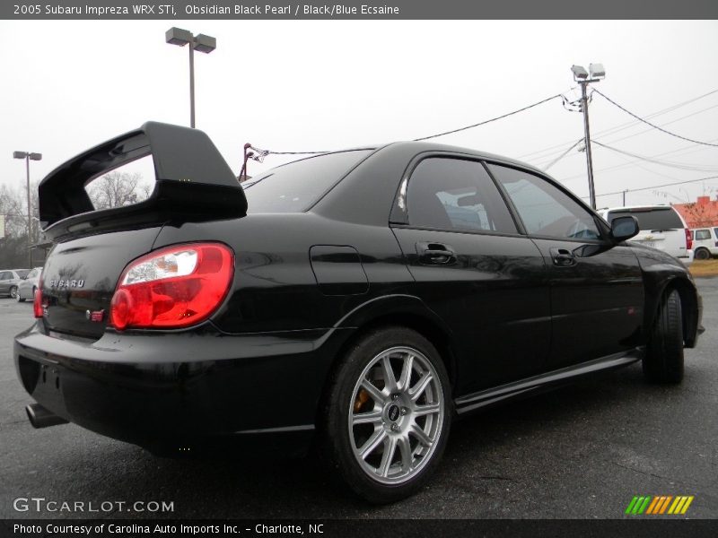 Obsidian Black Pearl / Black/Blue Ecsaine 2005 Subaru Impreza WRX STi