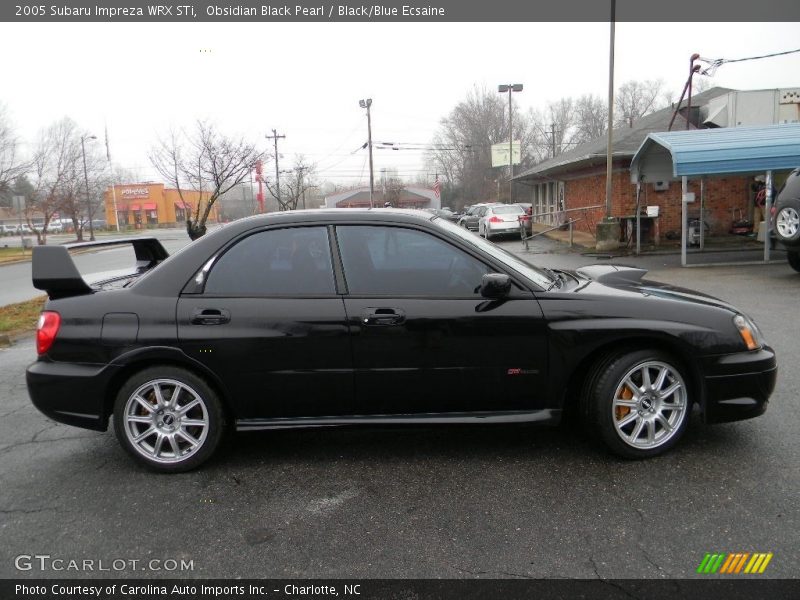 Obsidian Black Pearl / Black/Blue Ecsaine 2005 Subaru Impreza WRX STi