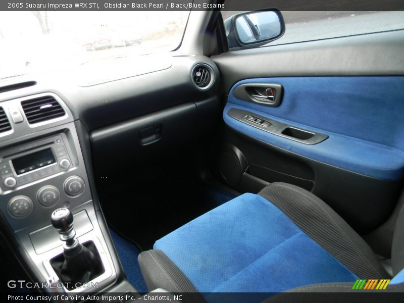 Obsidian Black Pearl / Black/Blue Ecsaine 2005 Subaru Impreza WRX STi