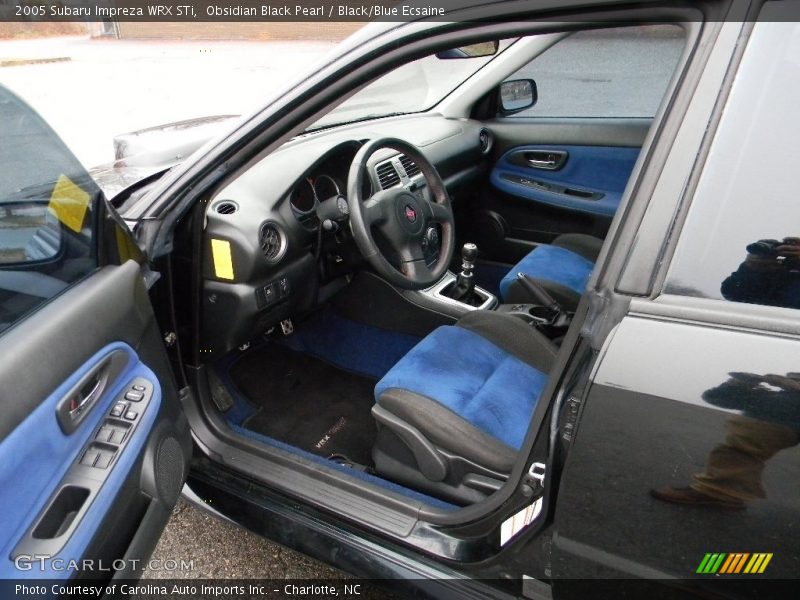 Obsidian Black Pearl / Black/Blue Ecsaine 2005 Subaru Impreza WRX STi