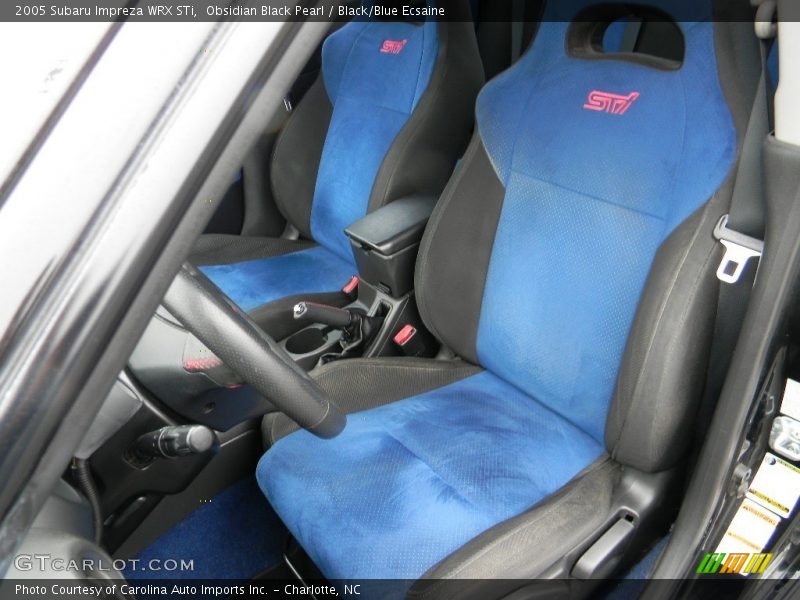 Obsidian Black Pearl / Black/Blue Ecsaine 2005 Subaru Impreza WRX STi