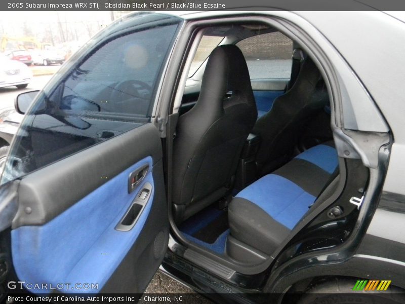 Obsidian Black Pearl / Black/Blue Ecsaine 2005 Subaru Impreza WRX STi