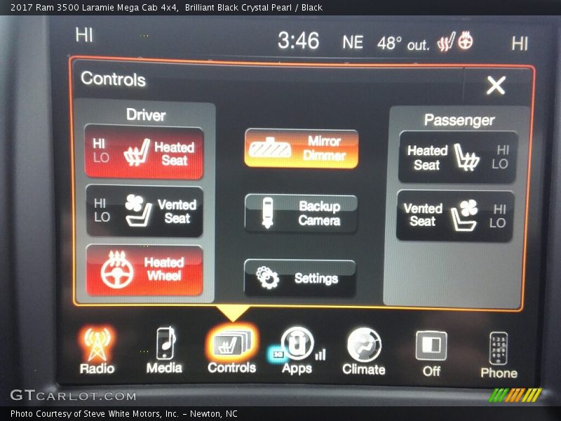 Controls of 2017 3500 Laramie Mega Cab 4x4