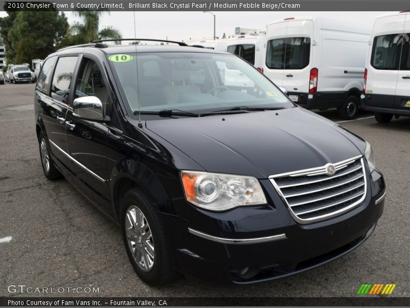 Brilliant Black Crystal Pearl / Medium Pebble Beige/Cream 2010 Chrysler Town & Country Limited