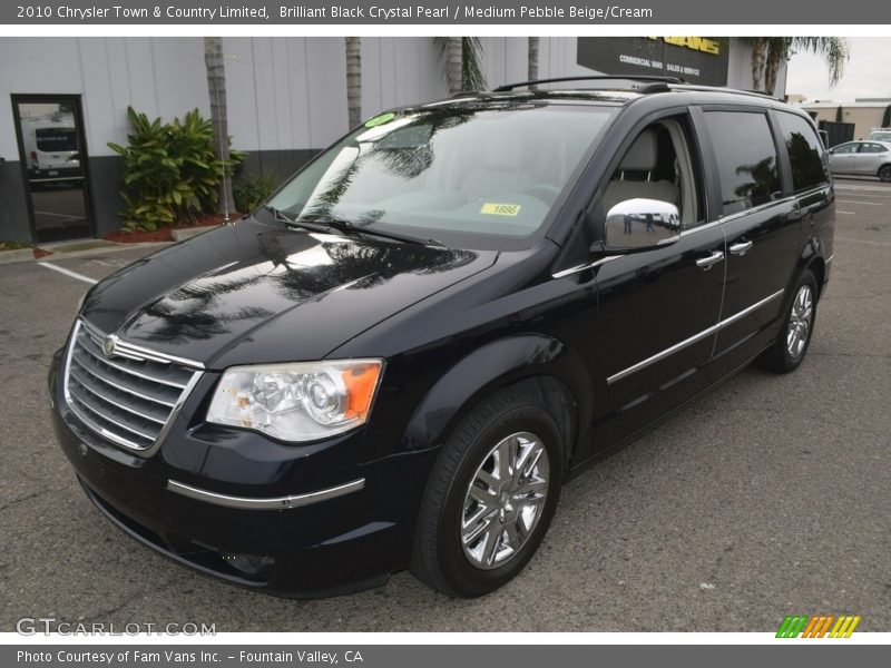 Brilliant Black Crystal Pearl / Medium Pebble Beige/Cream 2010 Chrysler Town & Country Limited