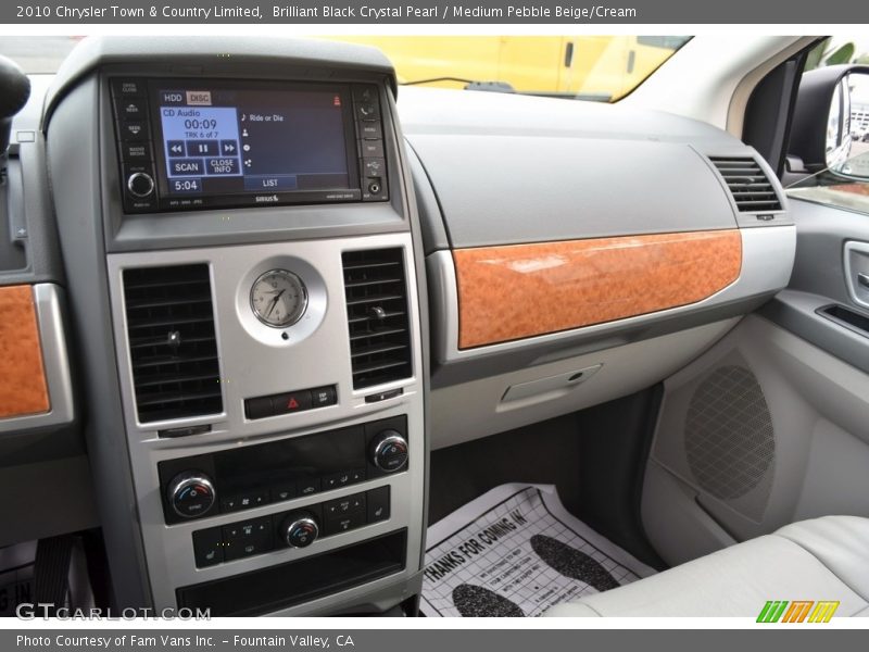 Brilliant Black Crystal Pearl / Medium Pebble Beige/Cream 2010 Chrysler Town & Country Limited