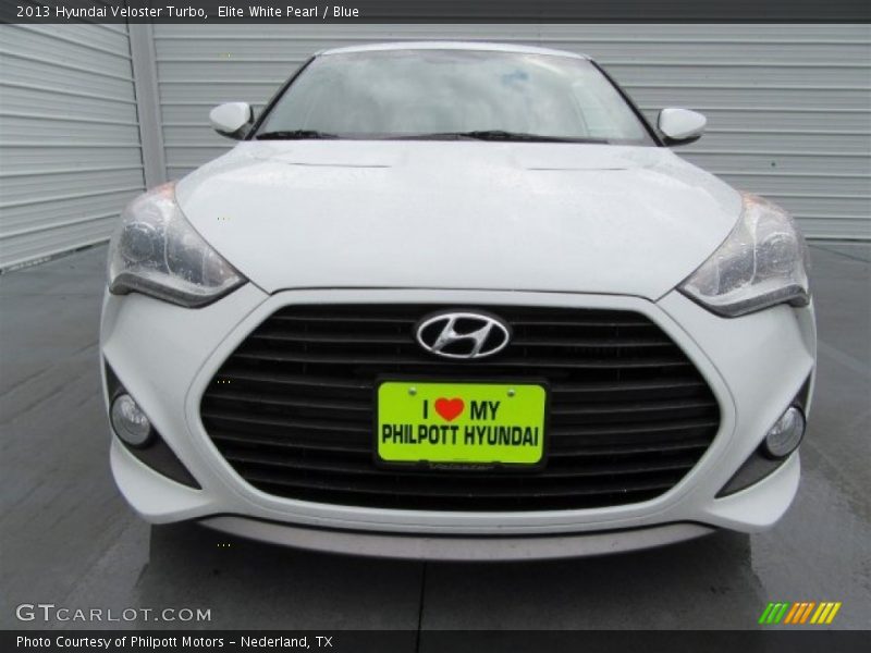 Elite White Pearl / Blue 2013 Hyundai Veloster Turbo
