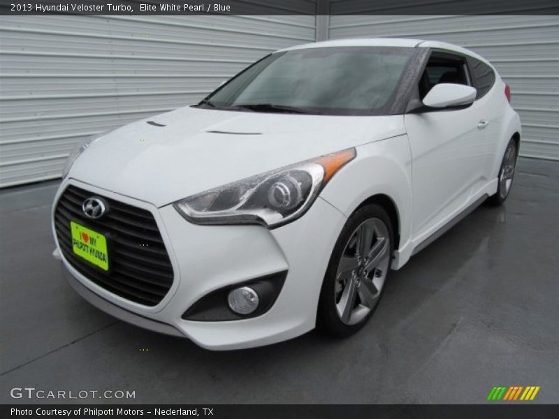 Elite White Pearl / Blue 2013 Hyundai Veloster Turbo