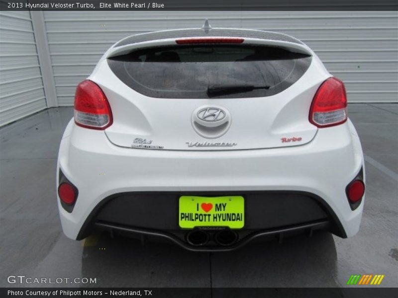Elite White Pearl / Blue 2013 Hyundai Veloster Turbo