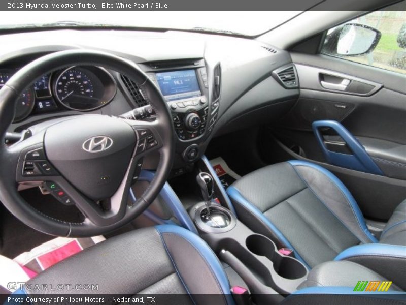 Elite White Pearl / Blue 2013 Hyundai Veloster Turbo