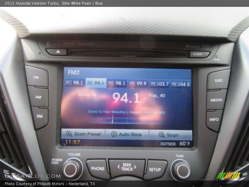 Elite White Pearl / Blue 2013 Hyundai Veloster Turbo