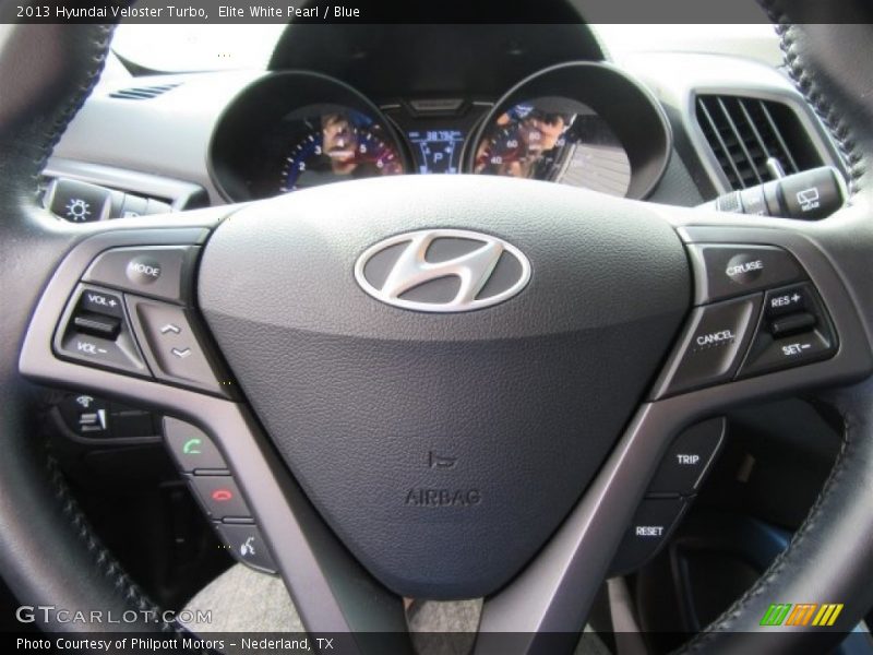 Elite White Pearl / Blue 2013 Hyundai Veloster Turbo