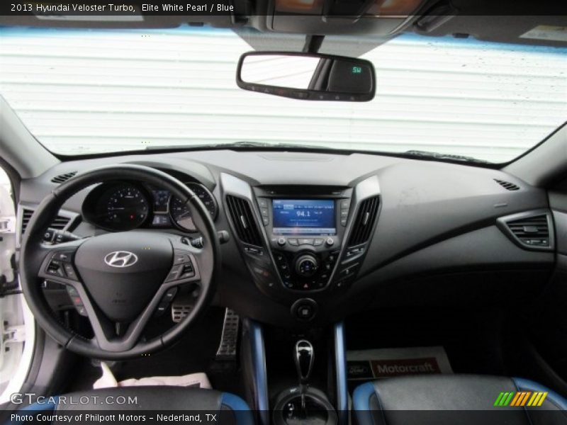 Elite White Pearl / Blue 2013 Hyundai Veloster Turbo
