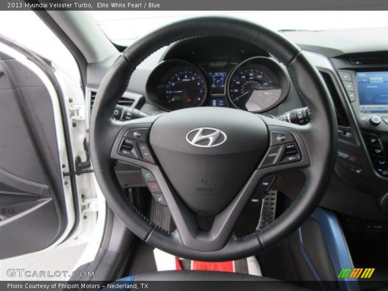 Elite White Pearl / Blue 2013 Hyundai Veloster Turbo