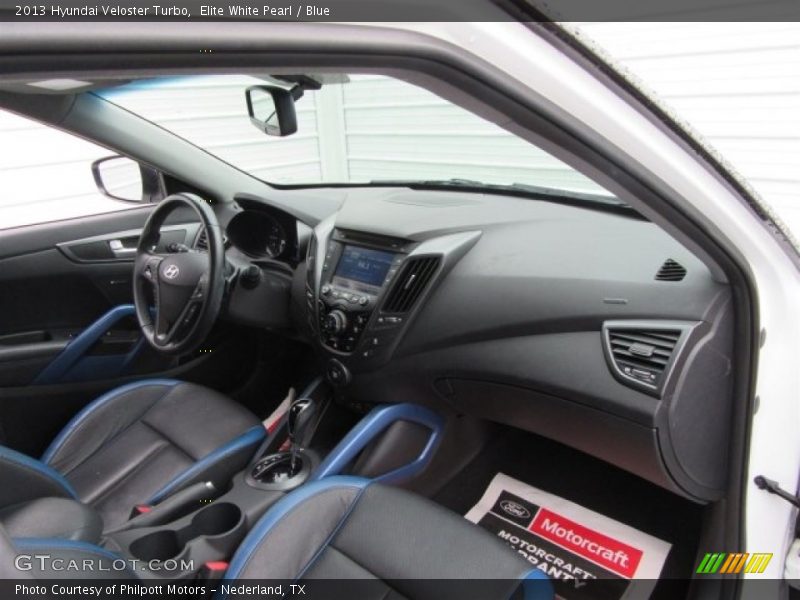 Elite White Pearl / Blue 2013 Hyundai Veloster Turbo