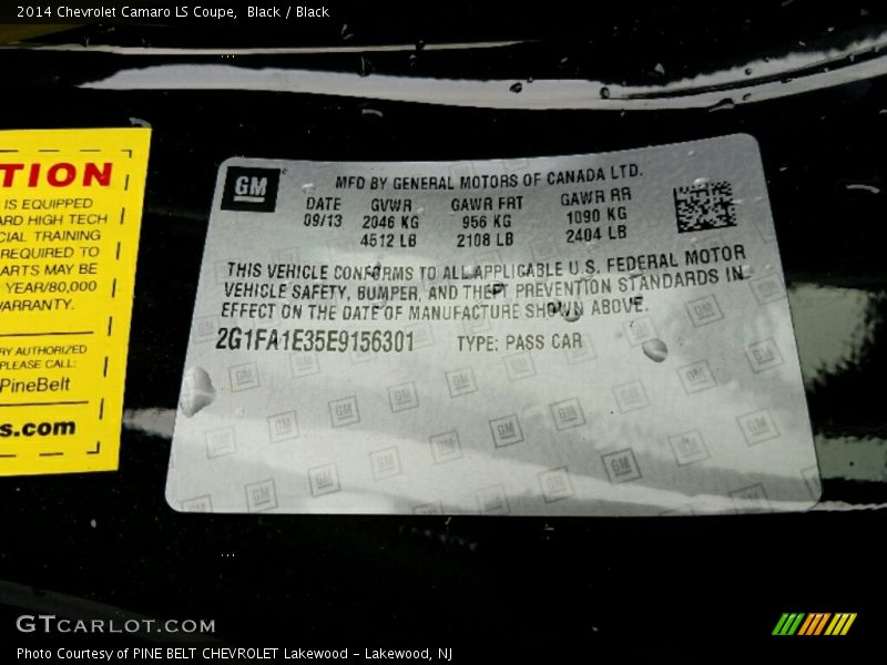 Black / Black 2014 Chevrolet Camaro LS Coupe