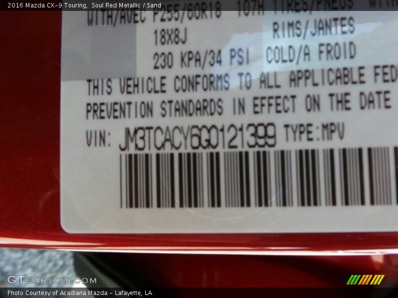 Soul Red Metallic / Sand 2016 Mazda CX-9 Touring