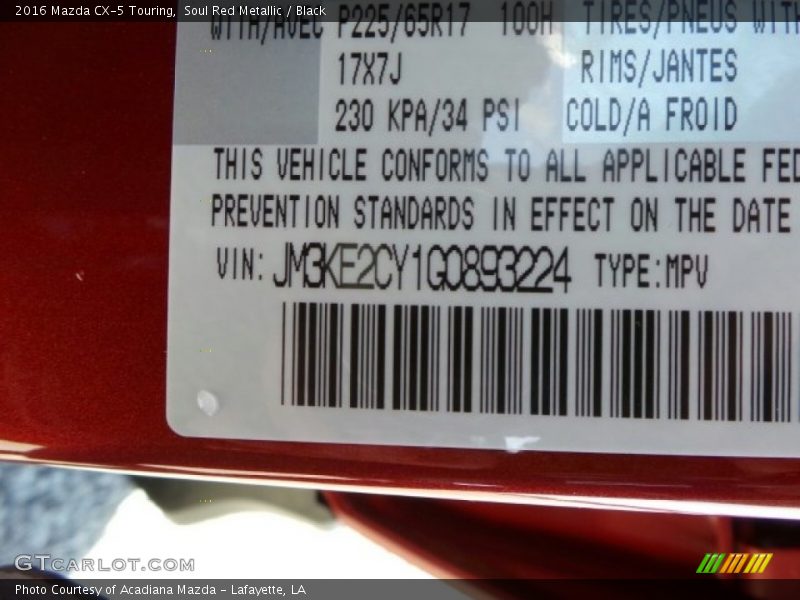 Soul Red Metallic / Black 2016 Mazda CX-5 Touring