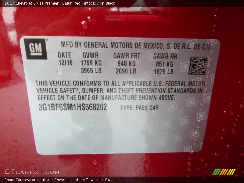 Cajun Red Tintcoat / Jet Black 2017 Chevrolet Cruze Premier