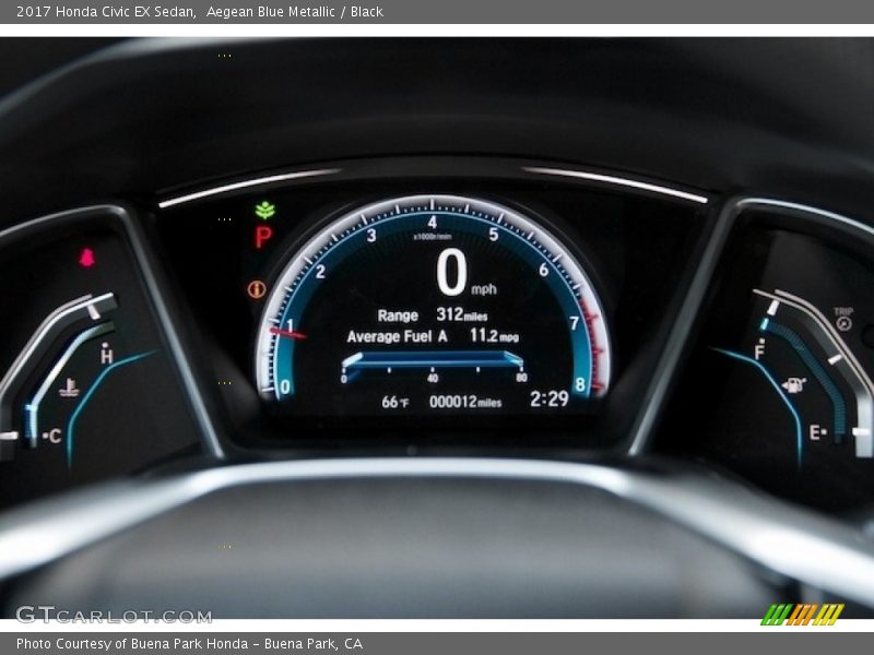 Aegean Blue Metallic / Black 2017 Honda Civic EX Sedan