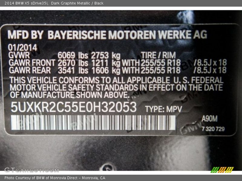 Dark Graphite Metallic / Black 2014 BMW X5 sDrive35i