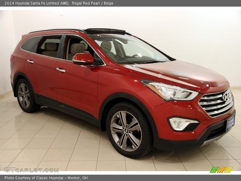 Regal Red Pearl / Beige 2014 Hyundai Santa Fe Limited AWD