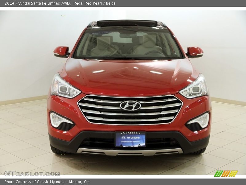Regal Red Pearl / Beige 2014 Hyundai Santa Fe Limited AWD