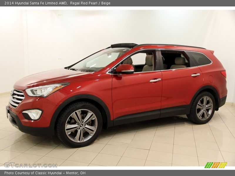 Regal Red Pearl / Beige 2014 Hyundai Santa Fe Limited AWD