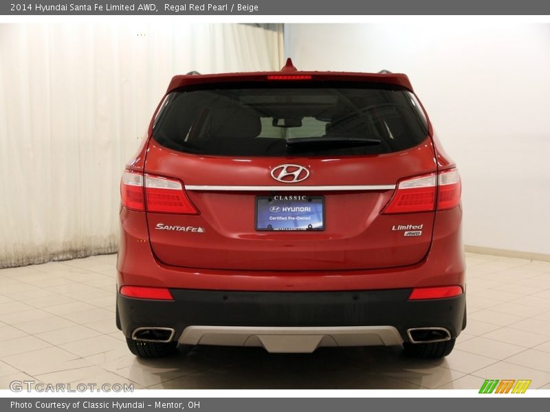 Regal Red Pearl / Beige 2014 Hyundai Santa Fe Limited AWD