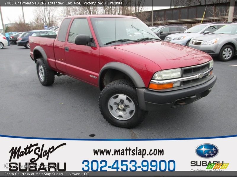 Victory Red / Graphite 2003 Chevrolet S10 ZR2 Extended Cab 4x4