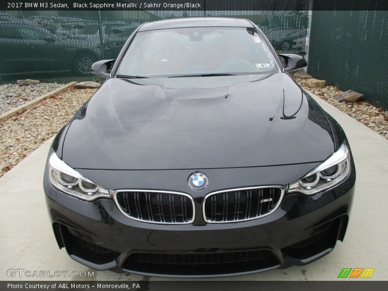 Black Sapphire Metallic / Sakhir Orange/Black 2017 BMW M3 Sedan