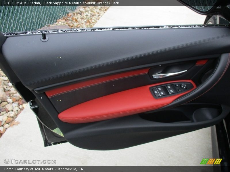 Black Sapphire Metallic / Sakhir Orange/Black 2017 BMW M3 Sedan