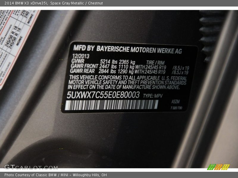 Space Gray Metallic / Chestnut 2014 BMW X3 xDrive35i