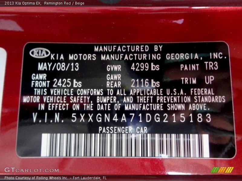 Remington Red / Beige 2013 Kia Optima EX
