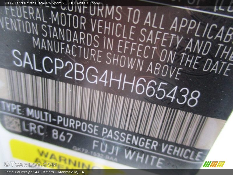 2017 Discovery Sport SE Fuji White Color Code 867