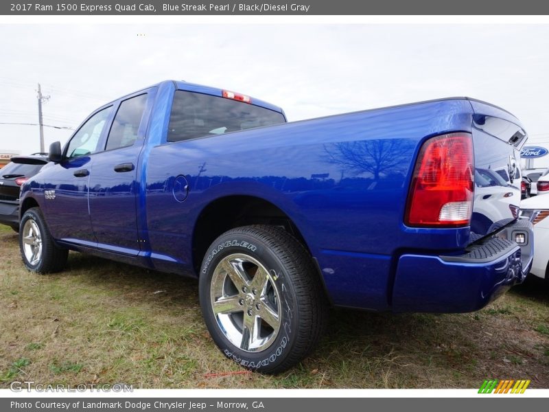 Blue Streak Pearl / Black/Diesel Gray 2017 Ram 1500 Express Quad Cab