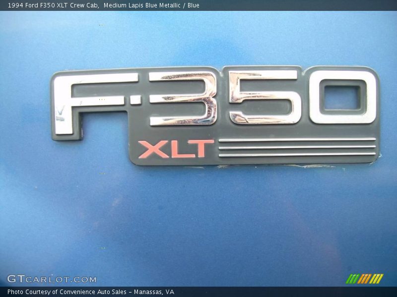 Medium Lapis Blue Metallic / Blue 1994 Ford F350 XLT Crew Cab