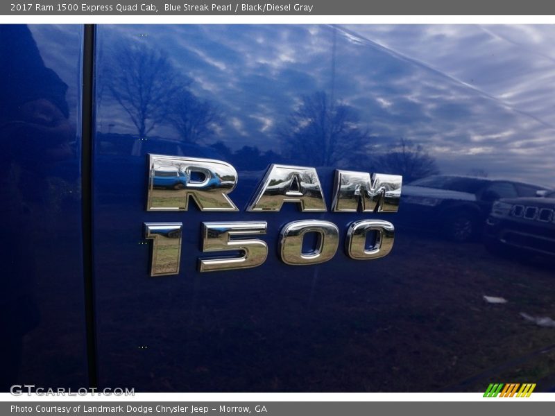 Blue Streak Pearl / Black/Diesel Gray 2017 Ram 1500 Express Quad Cab