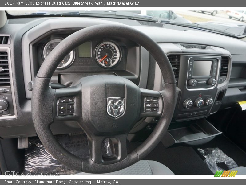 Blue Streak Pearl / Black/Diesel Gray 2017 Ram 1500 Express Quad Cab