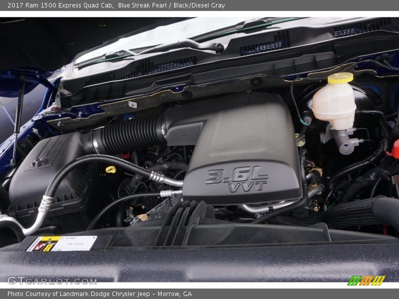 Blue Streak Pearl / Black/Diesel Gray 2017 Ram 1500 Express Quad Cab