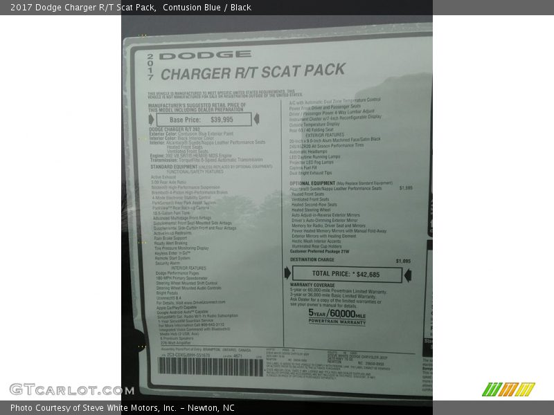  2017 Charger R/T Scat Pack Window Sticker